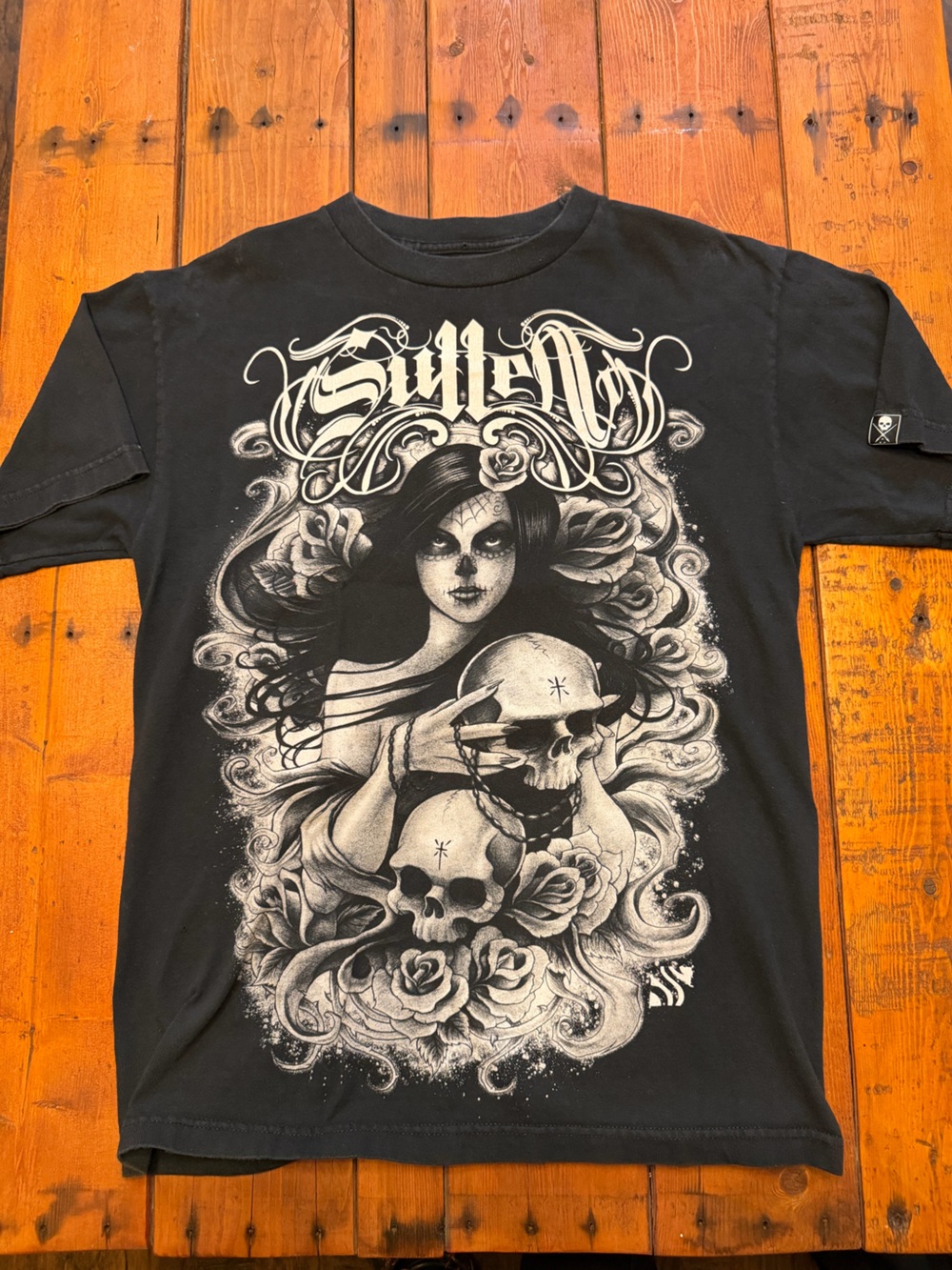 Sullen Black Graphic Day of the Dead Skull Art Tee -  Mens Streetwear